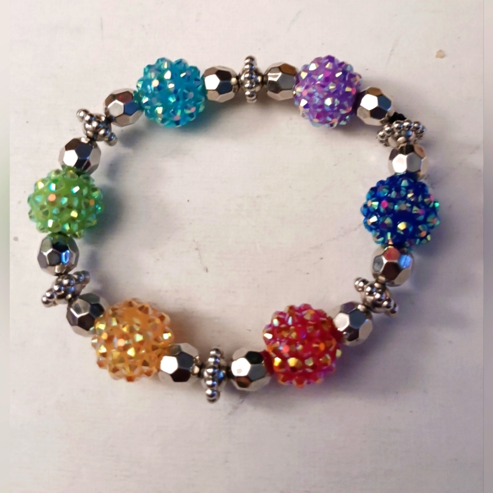 Gorgeous multicolor Crystal&Glass handmade beaded stretch bracelet 1 OF A KIND!!